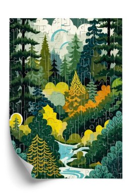 Plakat Abstrakcyjny Leśny Krajobraz I Geometryczne Kształty