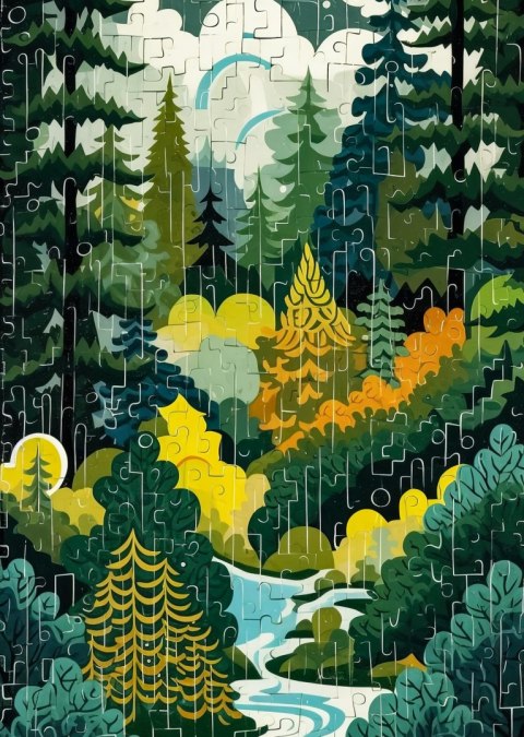 Plakat Abstrakcyjny Leśny Krajobraz I Geometryczne Kształty