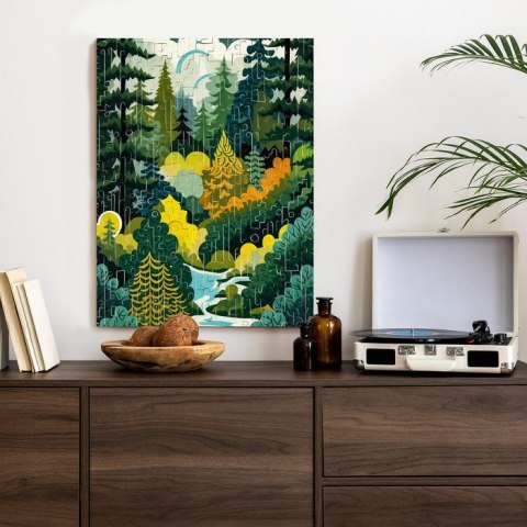 Plakat Abstrakcyjny Leśny Krajobraz I Geometryczne Kształty