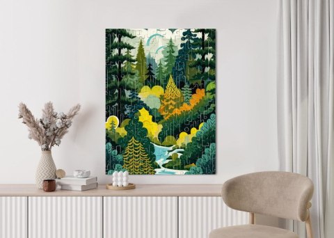 Plakat Abstrakcyjny Leśny Krajobraz I Geometryczne Kształty