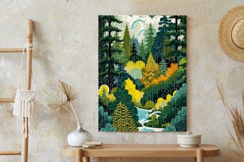 Plakat Abstrakcyjny Leśny Krajobraz I Geometryczne Kształty