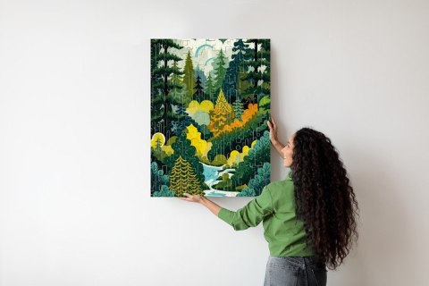 Plakat Abstrakcyjny Leśny Krajobraz I Geometryczne Kształty