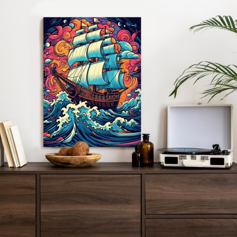 Plakat Abstrakcyjny Statek Na Wzburzonym Morzu