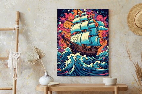 Plakat Abstrakcyjny Statek Na Wzburzonym Morzu