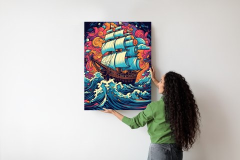 Plakat Abstrakcyjny Statek Na Wzburzonym Morzu