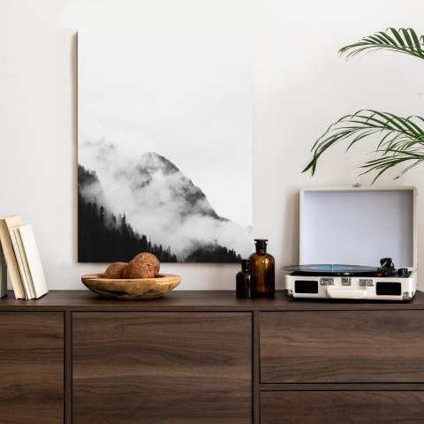 Plakat Czarno Biały Krajobraz Górskiego Lasu We Mgle