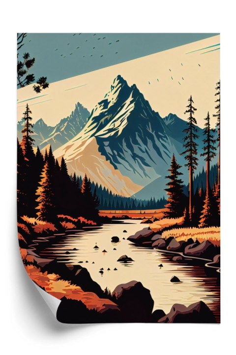 Plakat Górska Rzeka Abstrakcyjny Krajobraz