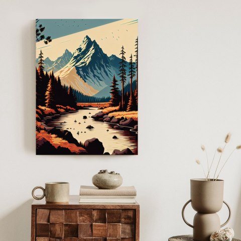 Plakat Górska Rzeka Abstrakcyjny Krajobraz