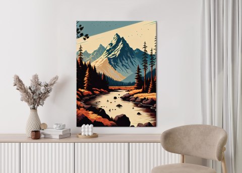 Plakat Górska Rzeka Abstrakcyjny Krajobraz