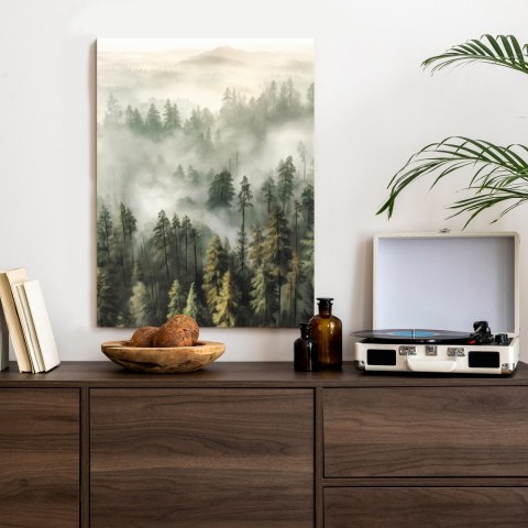 Plakat Górski Las We Mgle Akwarela