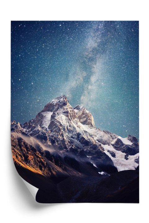 Plakat Gwieździste Nocne Niebo Nad Szczytem Górskim