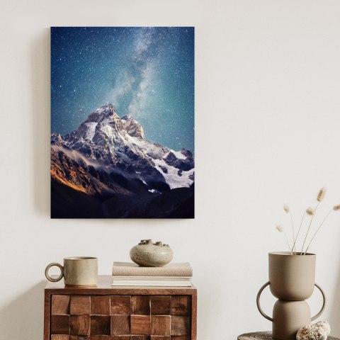 Plakat Gwieździste Nocne Niebo Nad Szczytem Górskim