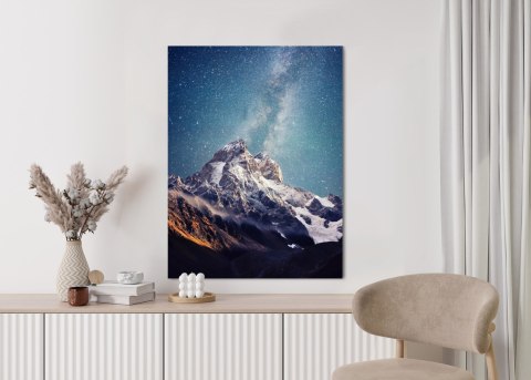 Plakat Gwieździste Nocne Niebo Nad Szczytem Górskim