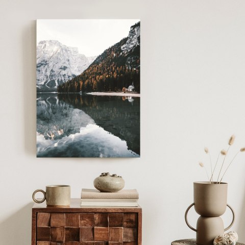 Plakat Jesienny Las Nad Górskim Jeziorem We Włoszech