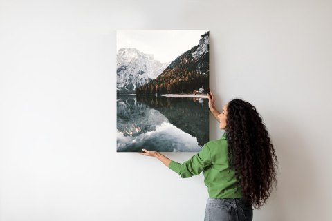 Plakat Jesienny Las Nad Górskim Jeziorem We Włoszech