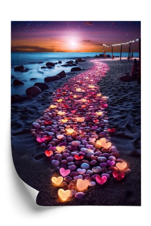 Plakat Kamienie W Kształcie Serca Na Tropikalnej Plaży