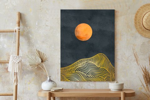 Plakat Krajobraz Górski Ze Złotym Słońcem