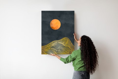 Plakat Krajobraz Górski Ze Złotym Słońcem