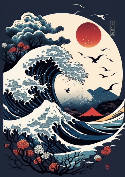 Plakat Krajobraz W Stylu Japońskim Abstrakcja