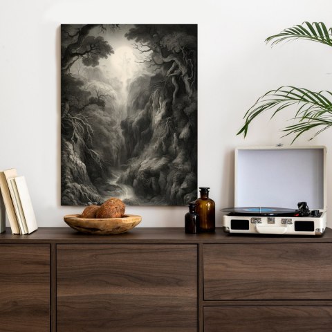 Plakat Krajobraz Z Lasem W Szarości