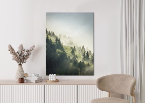 Plakat Las Na Górskich Wzgórzach We Mgle