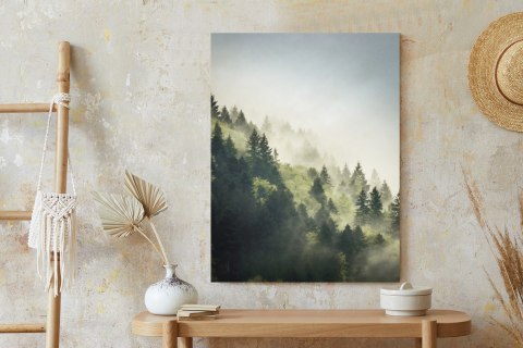 Plakat Las Na Górskich Wzgórzach We Mgle