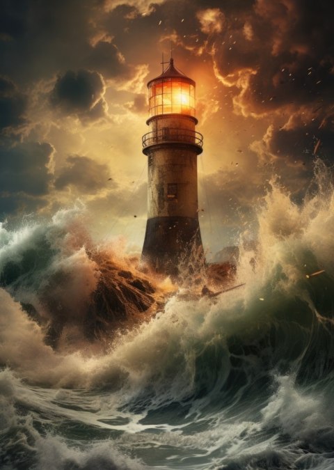 Plakat Latarnia Morska Podczas Sztormu