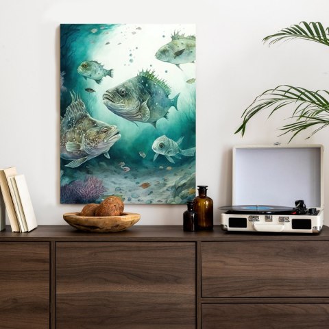 Plakat Ławica Ryb W Morskiej Głębi Akwarela