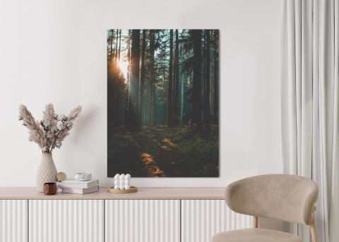 Plakat Mistyczny Letni Poranek W Mglistym Lesie