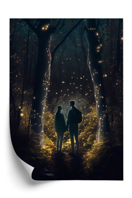 Plakat Para W Magicznym Lesie Nocą