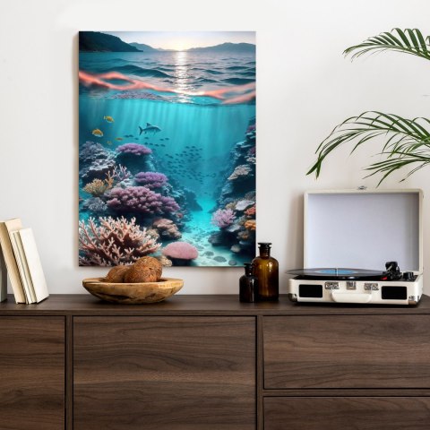 Plakat Podwodne Życie I Promienie Wschodzącego Słońca