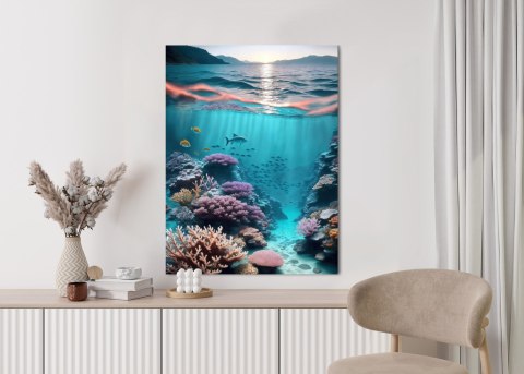 Plakat Podwodne Życie I Promienie Wschodzącego Słońca