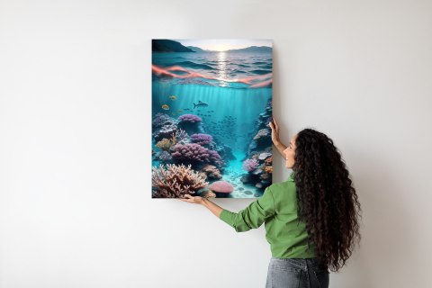 Plakat Podwodne Życie I Promienie Wschodzącego Słońca