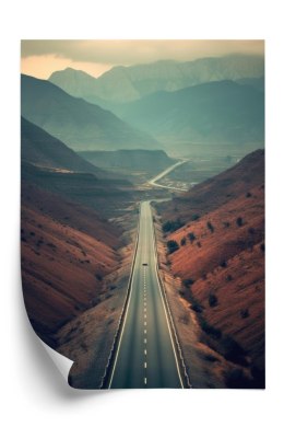 Plakat Samochód Na Drodze Pośród Gór