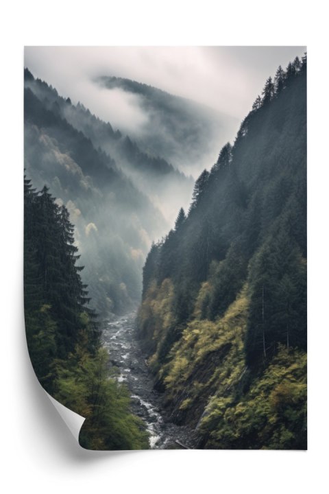 Plakat Strumyk I Górski Las We Mgle
