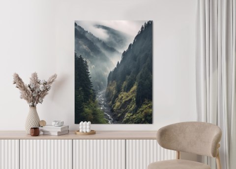 Plakat Strumyk I Górski Las We Mgle