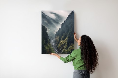 Plakat Strumyk I Górski Las We Mgle