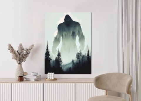 Plakat Sylwetka Yeti I Mroczny Las
