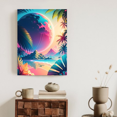Plakat Tropikalna Plaża I Abstrakcyjna Planeta Krajobraz