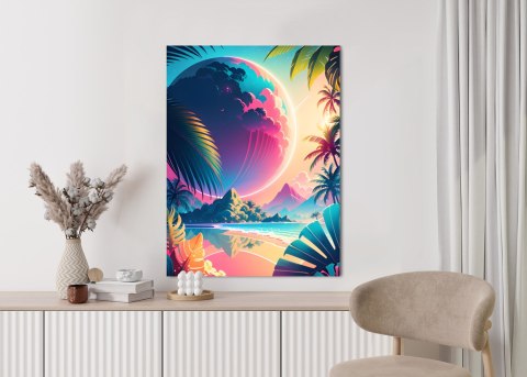Plakat Tropikalna Plaża I Abstrakcyjna Planeta Krajobraz