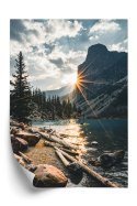 Plakat Wschód Słońca Nad Górskim Jeziorem Moraine