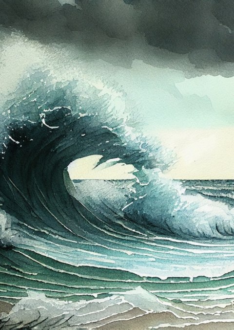 Plakat Załamująca Się Fala Oceanu