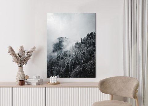 Plakat Zimowy Krajobraz Lasu We Mgle