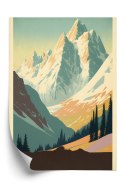 Plakat Zimowy Krajobraz Z Alpami W Stylu Retro