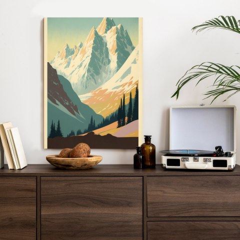Plakat Zimowy Krajobraz Z Alpami W Stylu Retro