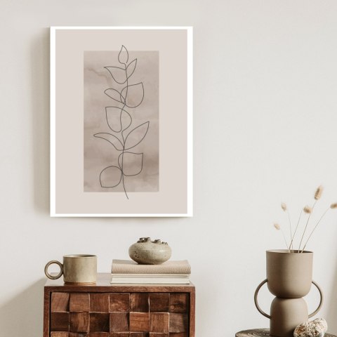 Plakat Abstrakcyjna Minimalistyczna Roślina Na Beżowym Tle