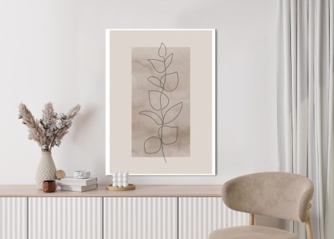 Plakat Abstrakcyjna Minimalistyczna Roślina Na Beżowym Tle