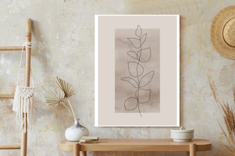 Plakat Abstrakcyjna Minimalistyczna Roślina Na Beżowym Tle