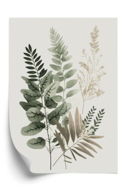 Plakat Akwarelowe Gałązki Roślin Z Liśćmi