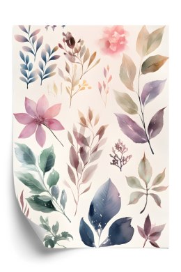 Plakat Barwne Liście Malowane Akwarelą